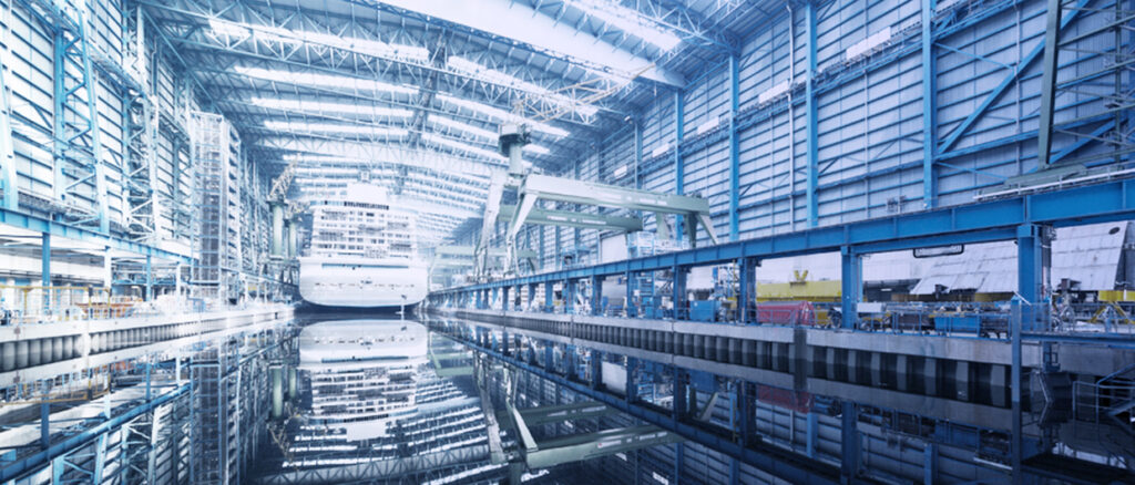 Dique cubierto de Meyer Werft en Papenburg, donde se construirán los nuevos barcos de MSC Cruceros
